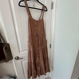Free People cross back button front maxi dress with pockets